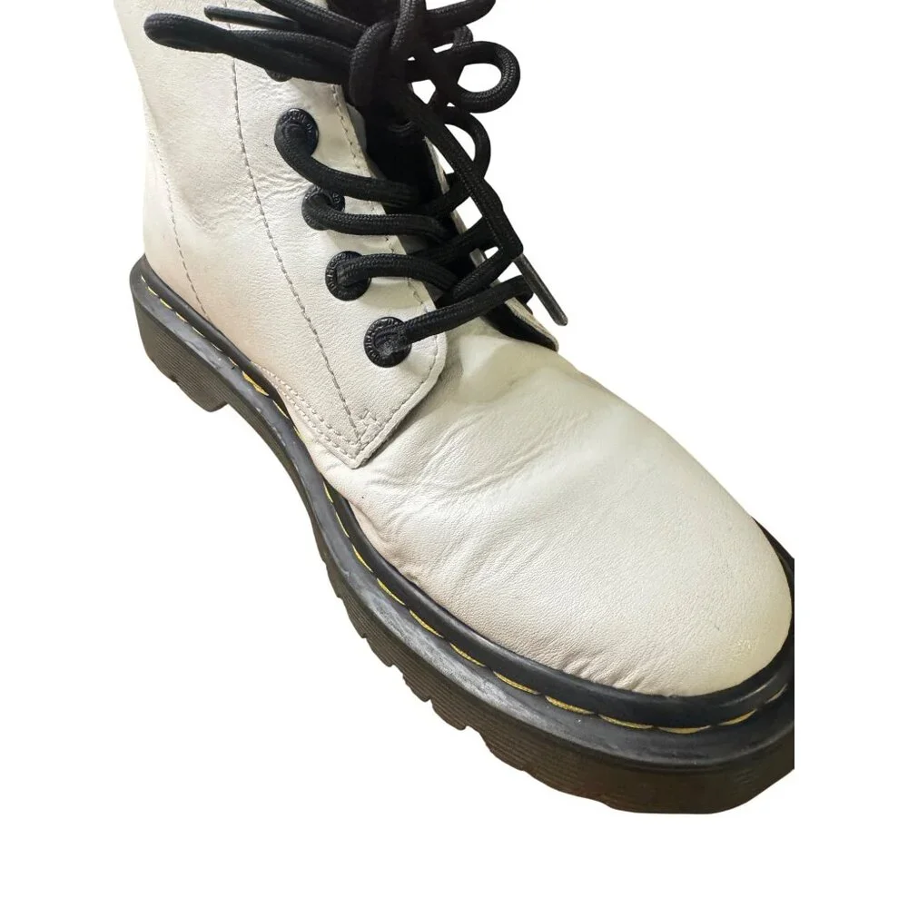 Dr. Martens Luana White Leather Lace-Up Ankle Boots With Black Size US 7/UK 5 - Picture 11 of 12